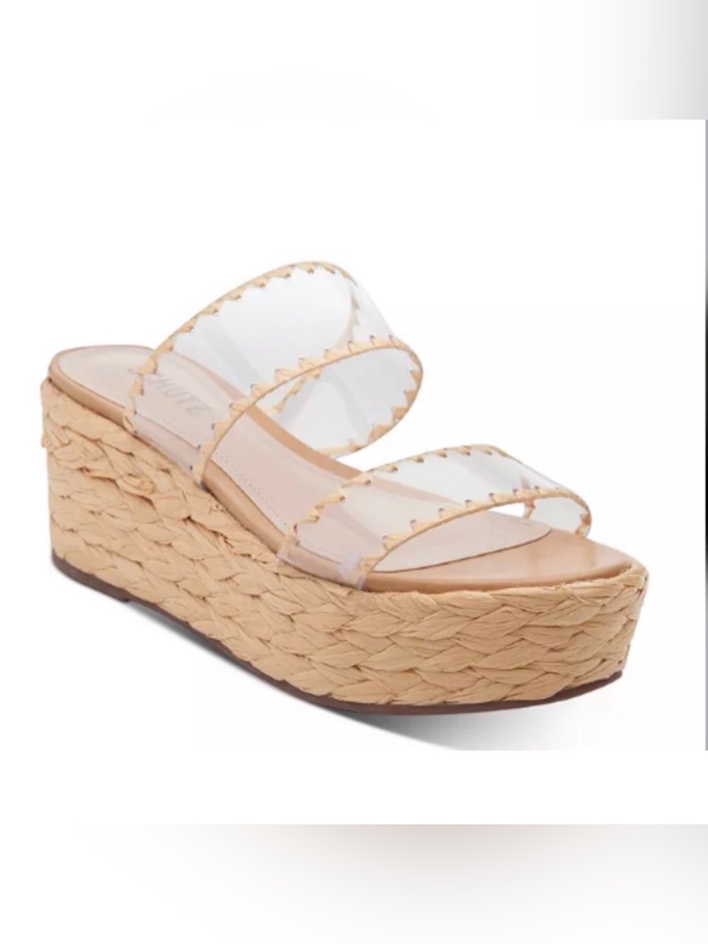 NEW-Schultz Royce Vinyl Raffia Wrapped Platform Espadrille Mule Sandals Size 9.5